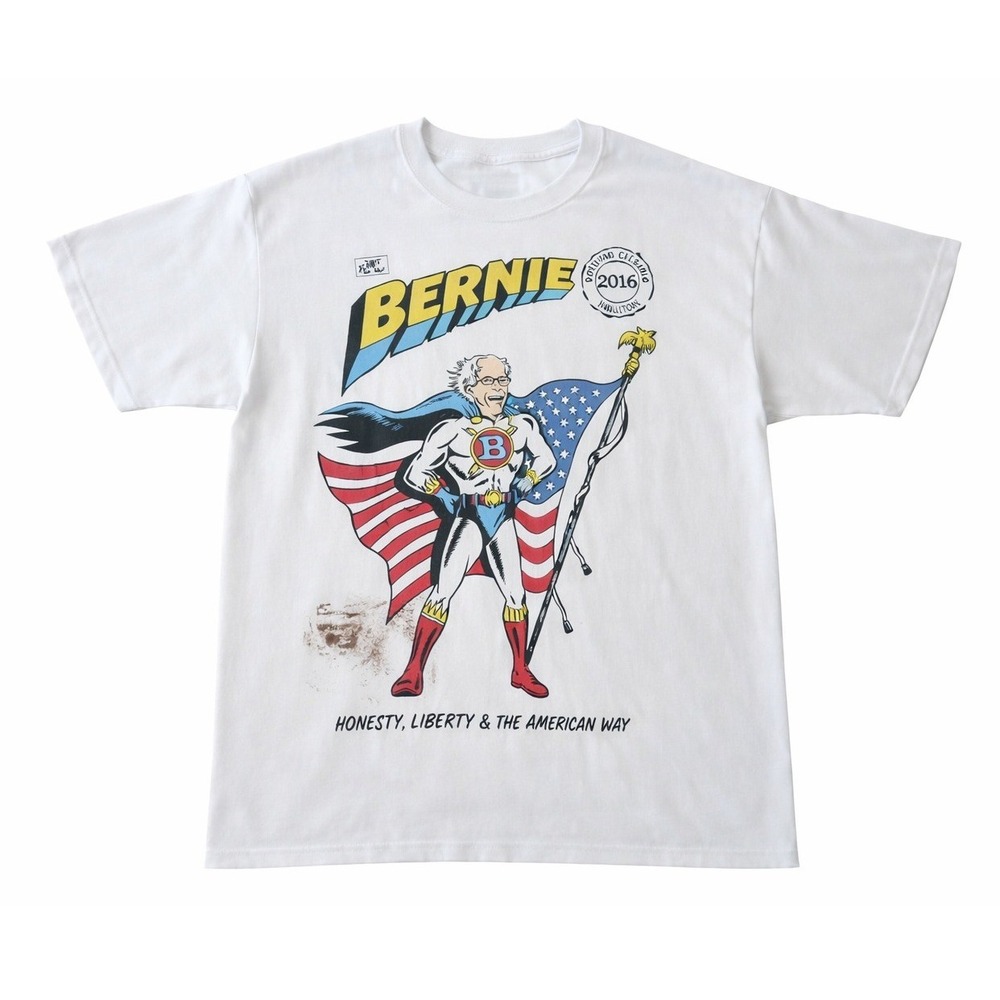 Bernie Sanders Super Hero Graphic Tshirt Men XL Crew Neck Political Novelty